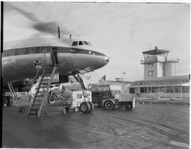 Aerlinte Aircraft in front of Shannon Control Tower