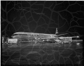 British Overseas Airway Corporation (BOAC) Comet 4 Jet refuelling on ramp at night