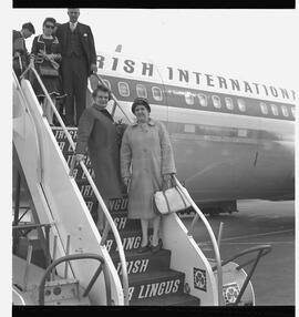 Mrs Dickinson and Mrs Hardcourt at plane