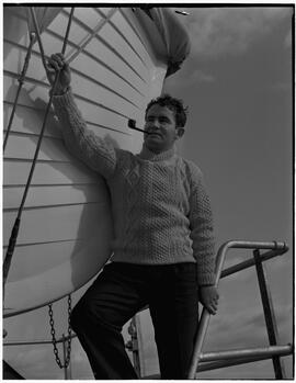 Fashion shots for mail order catalogue - Liam Skelly in sweater