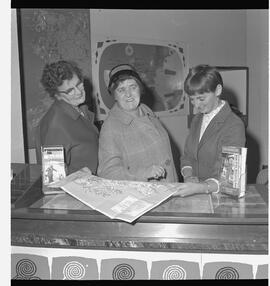 Mrs Dickinson and Mrs Hardcourt at tour desk