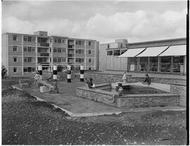 Children at play at the new flats
