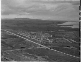 Aerial - Industrial estate and flats