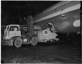 Man loading freight onto Pan American Airlines (PAA)