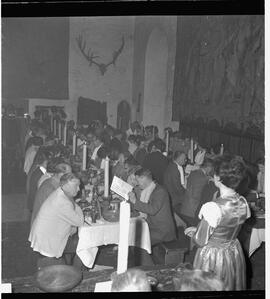 Great hall of Bunratty during medieval banquet