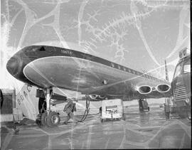 British Overseas Airways Corporation (BOAC) Comet 4 standing on ramp at Shannon during non-scheduled set-down