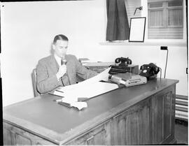 Mr Lynch with dictaphone recording unit