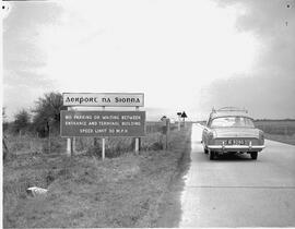 Entrance sign to Shannon Airport along road before re-copy