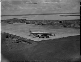 Aerial - Trans World Airlines (TWA) jet on Ramp