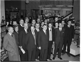 Group of people at the opening of the Roche's window display in Limerick