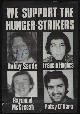 Poster bearing the caption ‘We support the hunger-strikers’