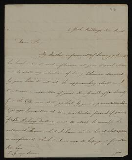 Letter from William Glover