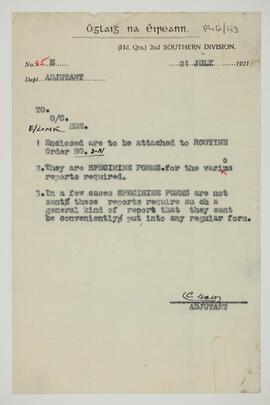 Letter relating to the preparation of reports