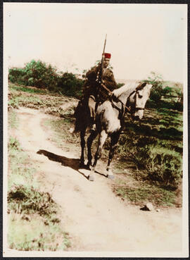 Colour print of a member of the Moorish Guard and his steed