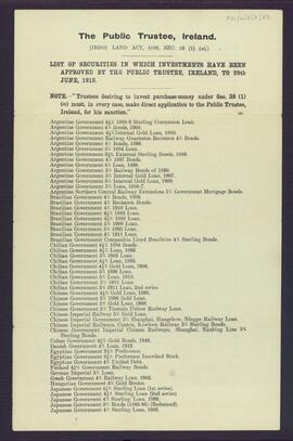 Printed list of securities
