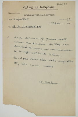 Letter relating to a dispute over the issuing of communications