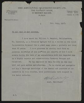 Typed reference from Irish Agricultural Organisation Society