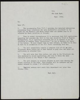 Letter relating to IRA Volunteers killed during the War of Independence