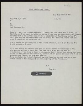 Letter relating to the low morale among Volunteers