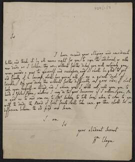Letter from William Bennett to the Reverend Samuel Monsell
