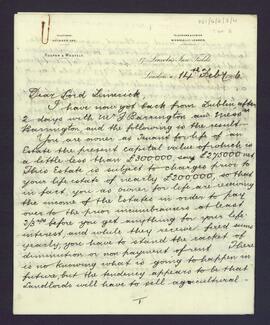 Letter advising the sale of agricultural land
