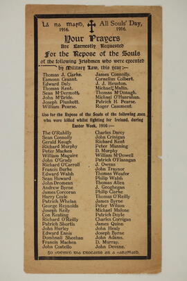 Leaflet listing names of 1916 casualties