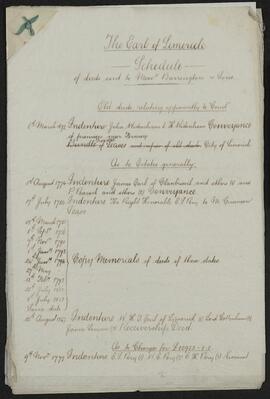 Copy schedule of deeds concerning the Earls of Limerick