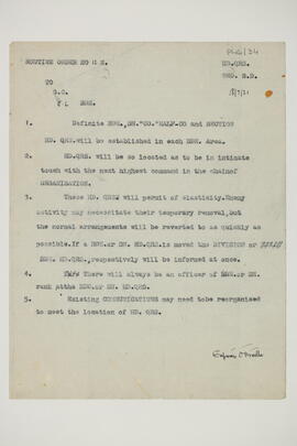 Routine orders for the establishment of headquarters