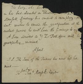 Letter from 'April' to the Reverend Samuel Monsell