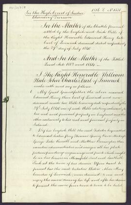 Affidavit in support of summons for sale of heirlooms