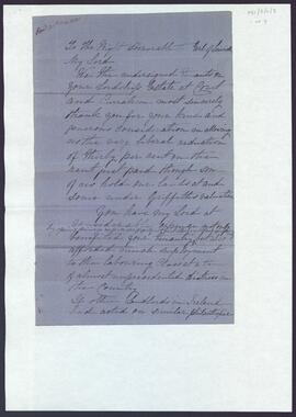 Copy letter from tenants with reference to the building of Dromore Castle