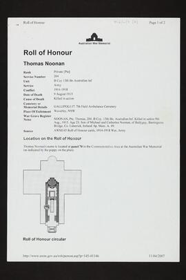 Pages printed from the Internet relating to the Australian War Memorial in Canberra