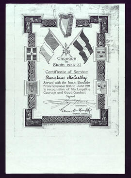 Photocopy of a certificate of service for Stanislaus [James] McCarthy