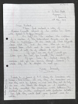 Handwritten memoirs of Maurice Fennell, with a related cover letter