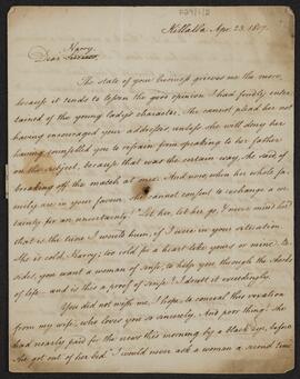 Letter from Joseph Stock to his son Henry F. Stock