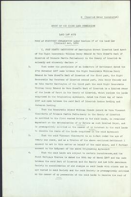 Statutory declaration to the Court of the Irish Land Commission