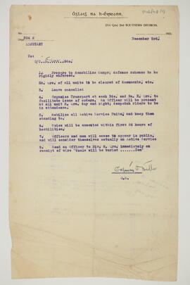 Letter issuing orders for the mobilisation of all active service units