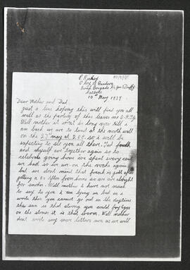 Photocopy of a letter from Patrick Hickey to his parents