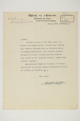 Letter providing instructions for the forwarding of reports