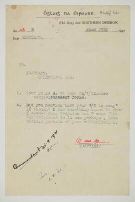 Letter acknowledging receipt of a communication