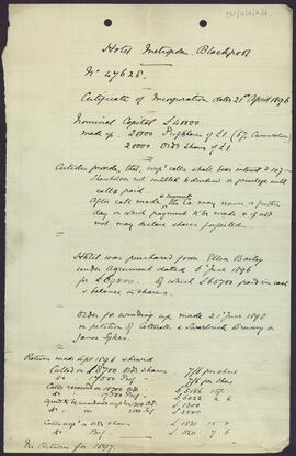 Notes concerning Hotel Metropole in Blackpool