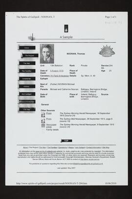 Pages from the internet relating to Thomas Noonan