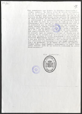 Photocopy of a memorandum from General Juan Yagüe