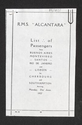 Photocopy of a passenger list