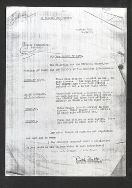 Photocopy of a document listing badges of rank of non-commissioned officers