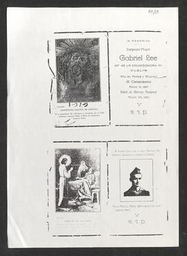 Photocopy of a mortuary card in memory of Sergeant-Major Gabriel Lee