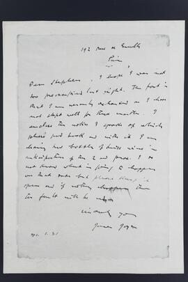 Photocopy of letter from James Joyce to 'Stephen'