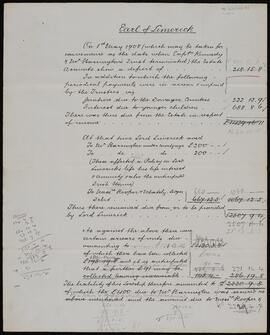 Statement of the 4th Earl of Limerick’s financial position