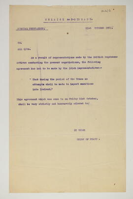 Special memorandum relating to truce negotiations