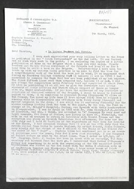 Photocopy of a letter from Joseph A. Cunningham to Maurice Fennell